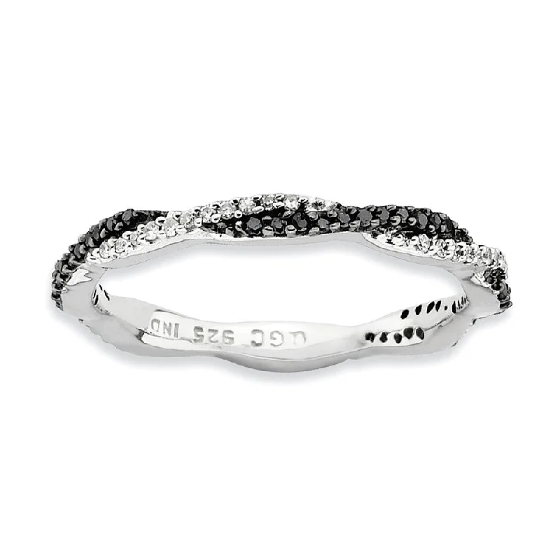 Special Jewelry Deals – Upgrade Your Collection Stackable Two-tone 1/4 Ctw HI/I3 Diamond Rhodium Plated Silver Band