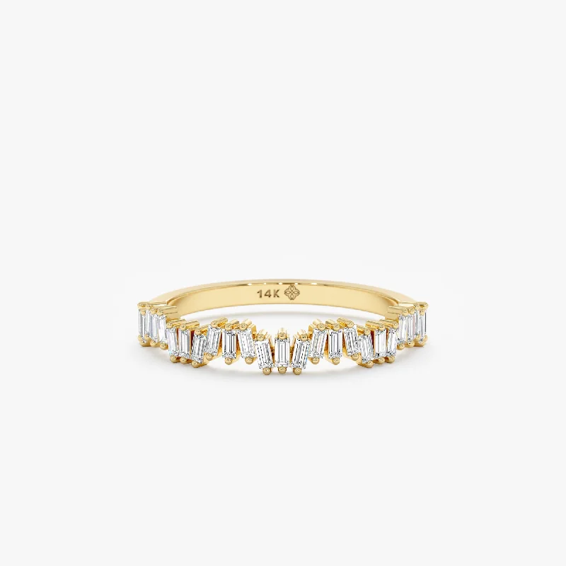 Stacked White Diamond Baguette Ring, Sophia