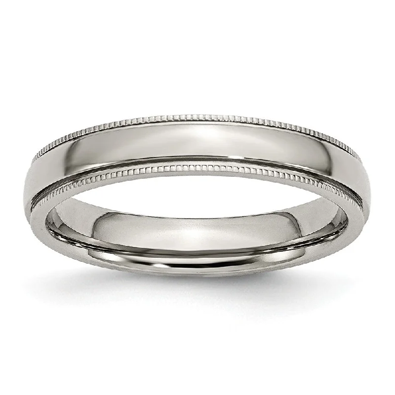 High-Quality Jewelry At A Fraction Of The Cost Stainless Steel Beaded Edge 4mm Polished Comfort Fit Band High-Quality Jewelry At A Fraction Of The Cost Stainless Steel Beaded Edge 4mm Polished Comfort Fit Band