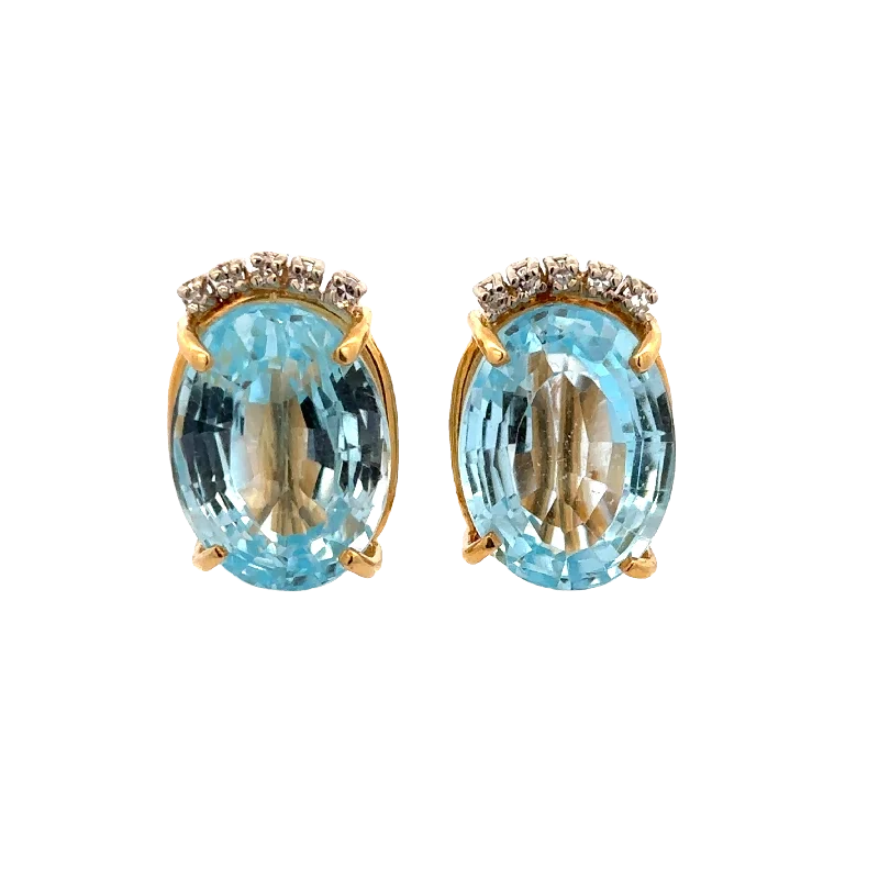 Shop Handcrafted Jewelry At Special Promotional Rates Statement Blue Topaz and Diamond Earrings in 18k Yellow Gold Shop Handcrafted Jewelry At Special Promotional Rates Statement Blue Topaz and Diamond Earrings in 18k Yellow Gold