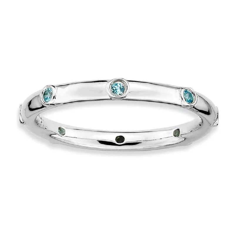 Sterling Silver Stackable Blue Topaz Accent 2.25mm Band