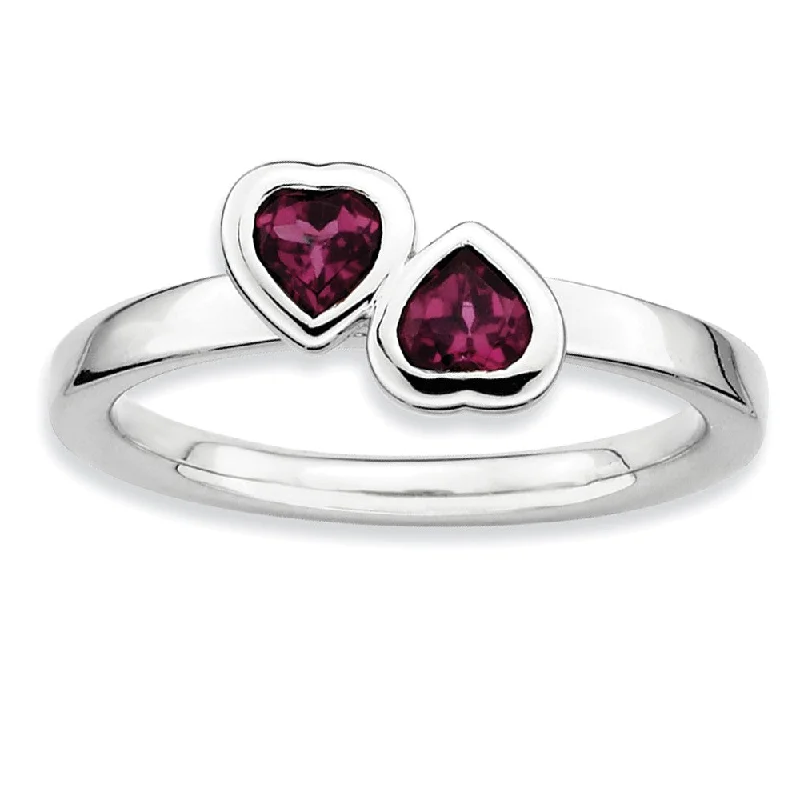 High-End Sparkle, Low-End Prices – Shop Now Sterling Silver Stackable Double Heart Rhodolite Garnet Ring High-End Sparkle, Low-End Prices – Shop Now Sterling Silver Stackable Double Heart Rhodolite Garnet Ring