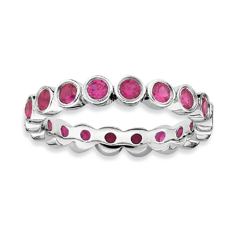 Luxury Jewelry Now At Special Promotional Rates Sterling Silver Stackable Faceted Created Ruby 3.5mm Band Luxury Jewelry Now At Special Promotional Rates Sterling Silver Stackable Faceted Created Ruby 3.5mm Band