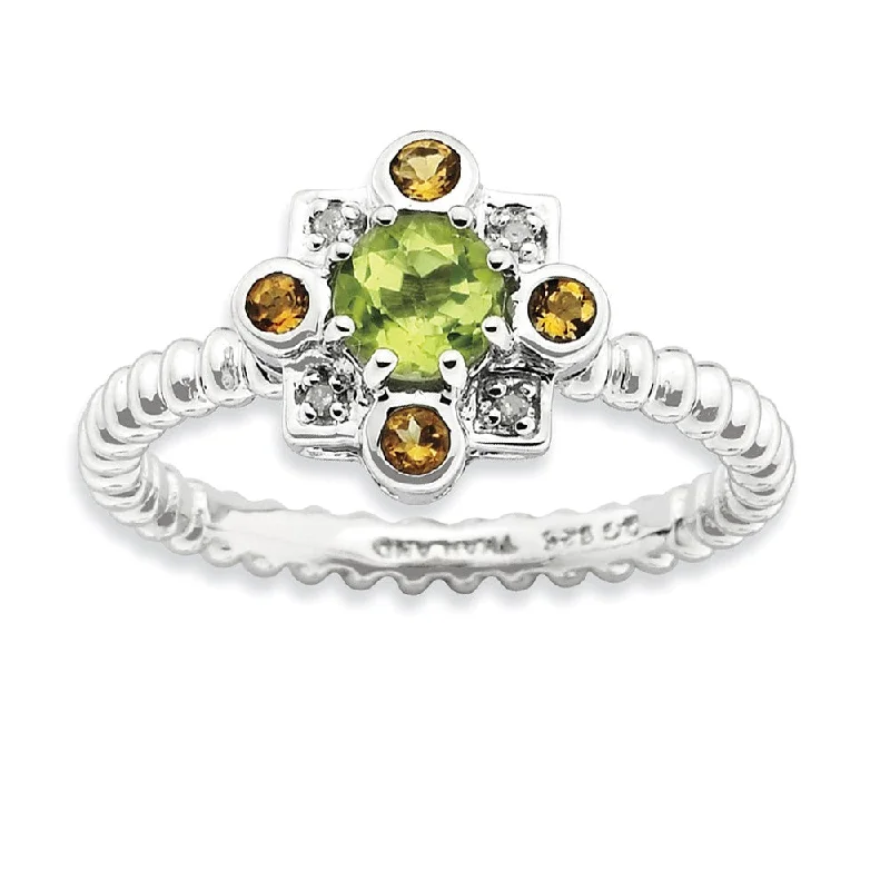 The Jewelry Sale You've Been Waiting For Is Here Sterling Silver Stackable Peridot, Citrine & .02ctw HI/I3 Diamond Ring The Jewelry Sale You've Been Waiting For Is Here Sterling Silver Stackable Peridot, Citrine & .02ctw HI/I3 Diamond Ring