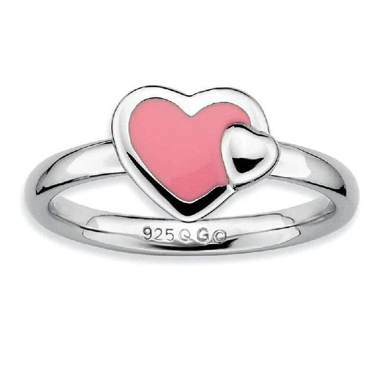 Affordable Glamour – Must-Have Jewelry At Special Rates Sterling Silver Stackable Pink Enameled Heart Ring Affordable Glamour – Must-Have Jewelry At Special Rates Sterling Silver Stackable Pink Enameled Heart Ring