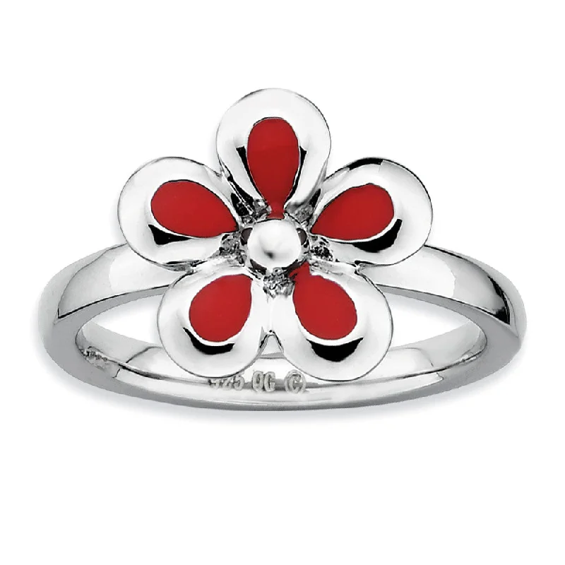 Your Dream Jewelry At Dream Prices – Shop Now Sterling Silver Stackable Red Enameled Flower Ring Your Dream Jewelry At Dream Prices – Shop Now Sterling Silver Stackable Red Enameled Flower Ring
