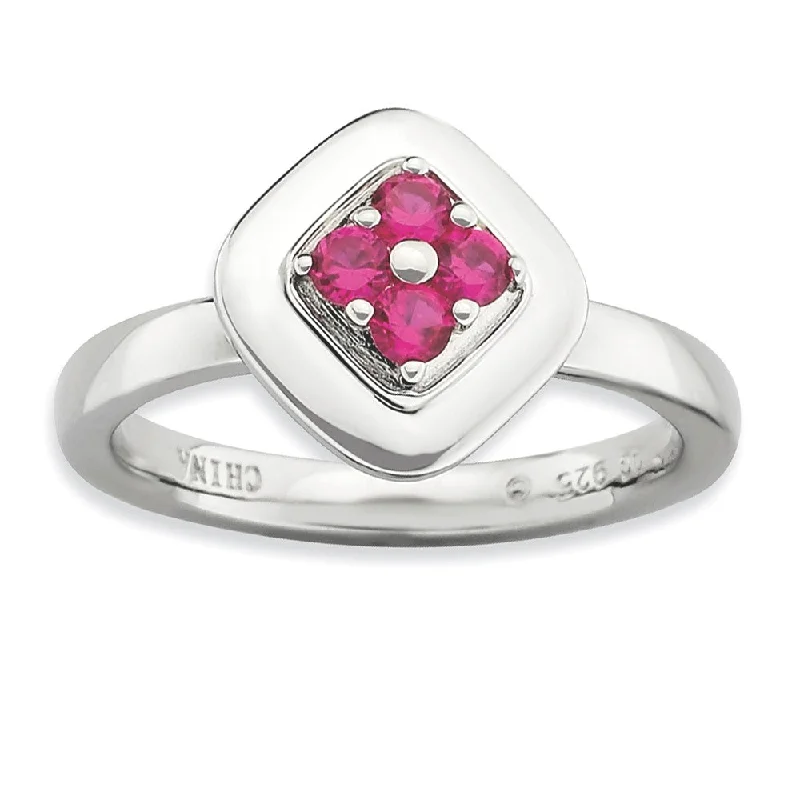 Big Savings On Your Favorite Jewelry Pieces Sterling Silver Stackable Rhombus Created Ruby Ring Big Savings On Your Favorite Jewelry Pieces Sterling Silver Stackable Rhombus Created Ruby Ring