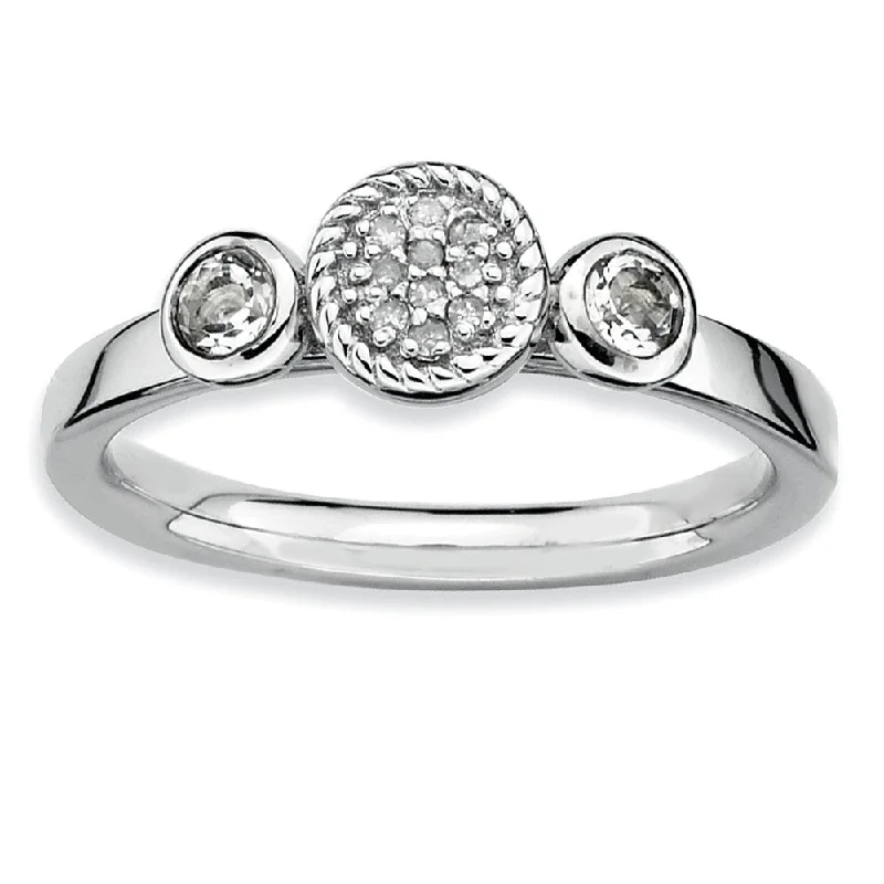 Jewelry Clearance Event – Stock Up Before It's Over Sterling Silver Stackable White Topaz and .05 Ctw HI/I3 Diamond Ring Jewelry Clearance Event – Stock Up Before It's Over Sterling Silver Stackable White Topaz and .05 Ctw HI/I3 Diamond Ring