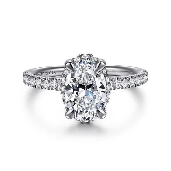 Timeless Elegance At Unbelievable Discounts Suede - 14K White Gold Oval Hidden Halo Diamond Engagement Ring (Setting Only) Timeless Elegance At Unbelievable Discounts Suede - 14K White Gold Oval Hidden Halo Diamond Engagement Ring (Setting Only)