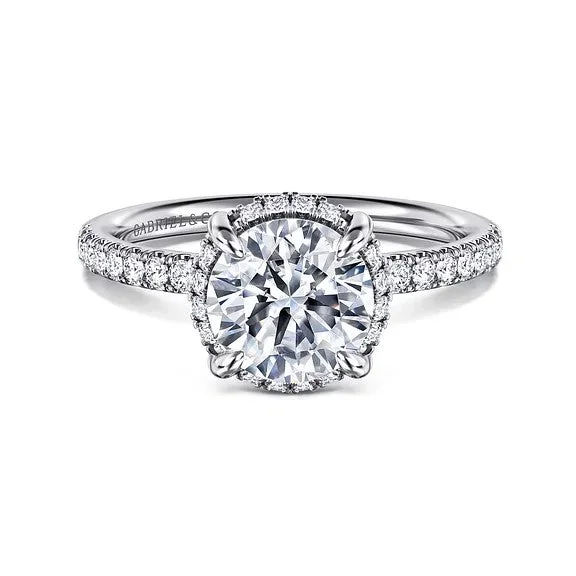 Premium Diamond Jewelry At Once-In-A-Lifetime Discounts Suede - 14K White Gold Round Hidden Halo Diamond Engagement Ring (Setting Only) Premium Diamond Jewelry At Once-In-A-Lifetime Discounts Suede - 14K White Gold Round Hidden Halo Diamond Engagement Ring (Setting Only)