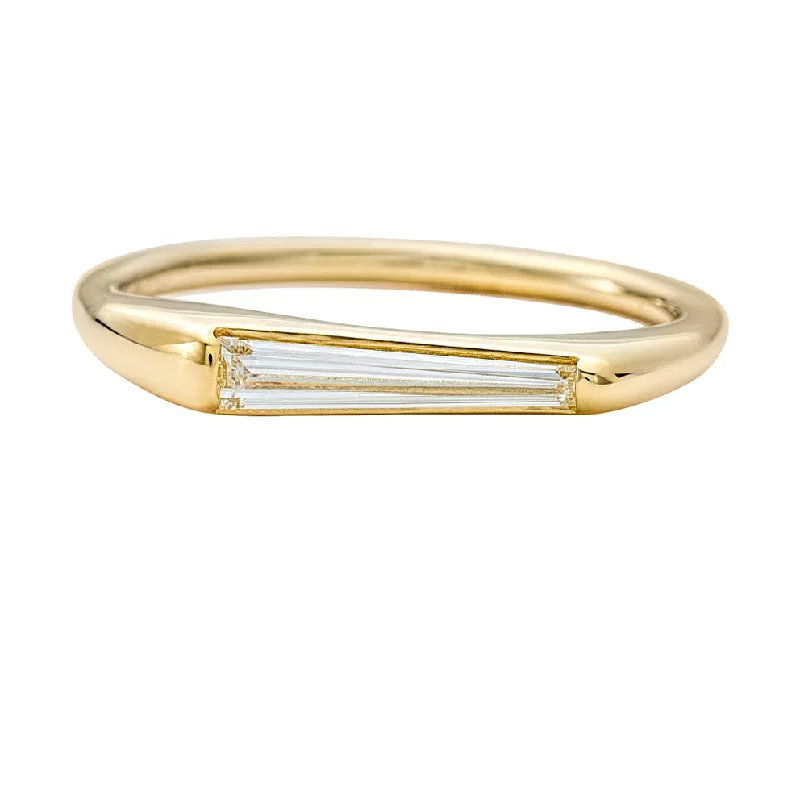Trending Jewelry Now At Unbeatable Prices Tapered Baguette Solitaire Engagement Ring with a Modern Golden Bezel Trending Jewelry Now At Unbeatable Prices Tapered Baguette Solitaire Engagement Ring with a Modern Golden Bezel