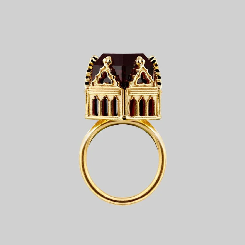 Elegant Jewelry, Affordable Luxury – Shop Now TEMPLE OF CHAMBERS. Garnet CZ Cathedral Ring - Gold Elegant Jewelry, Affordable Luxury – Shop Now TEMPLE OF CHAMBERS. Garnet CZ Cathedral Ring - Gold