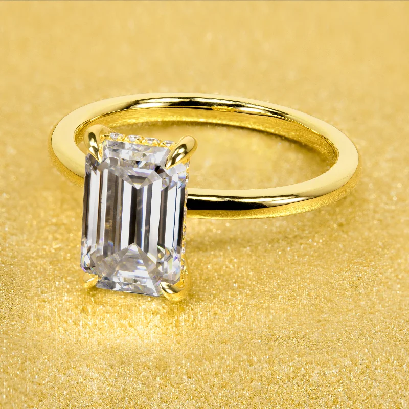 Sparkle More For Less – Jewelry Sale Happening Now The Adara, 3ct Elongated Emerald-cut Hidden Halo Ring Sparkle More For Less – Jewelry Sale Happening Now The Adara, 3ct Elongated Emerald-cut Hidden Halo Ring