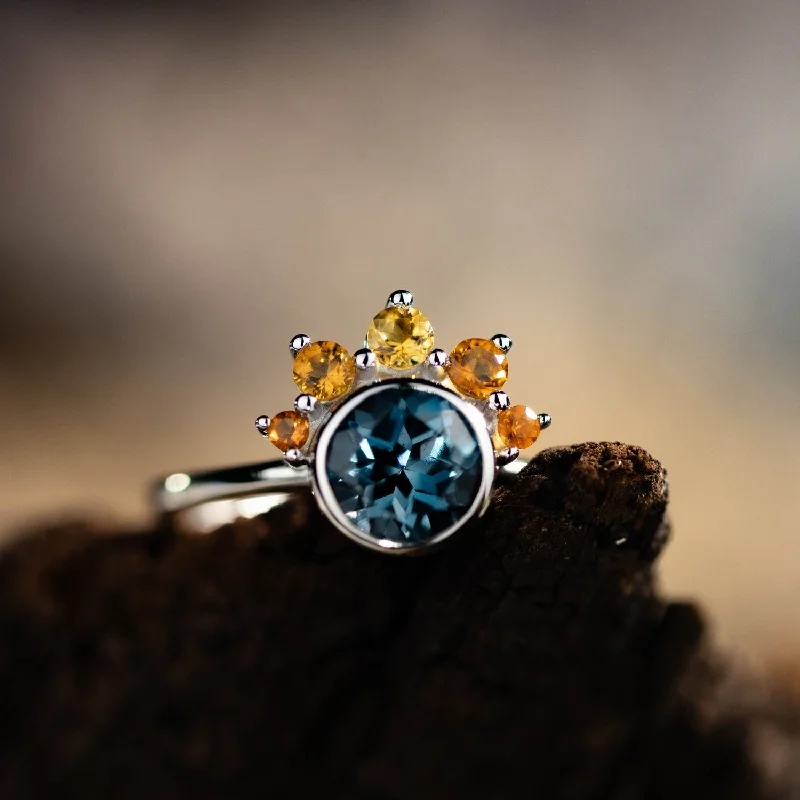 Elegant Jewelry, Exclusive Prices – Shop Now The Cosset - London Blue Topaz Engagement Ring with Citrine Crown Accent & Bezel Setting Elegant Jewelry, Exclusive Prices – Shop Now The Cosset - London Blue Topaz Engagement Ring with Citrine Crown Accent & Bezel Setting