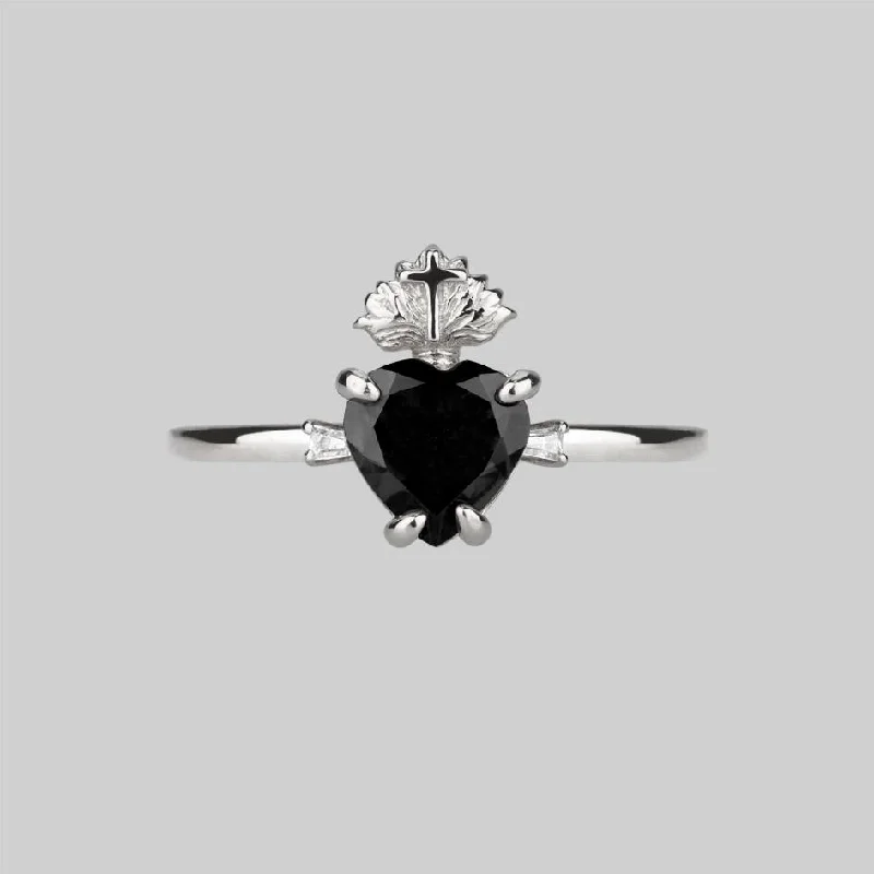 Celebrate Every Occasion With Sparkling Savings The Sacred Heart Black Spinel Ring - Silver Celebrate Every Occasion With Sparkling Savings The Sacred Heart Black Spinel Ring - Silver