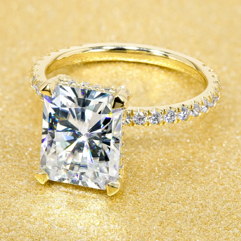 Shop Modern Jewelry Collections With Exclusive Discounts The Selina, 4ct Radiant-cut Hidden Wrap Halo Ring