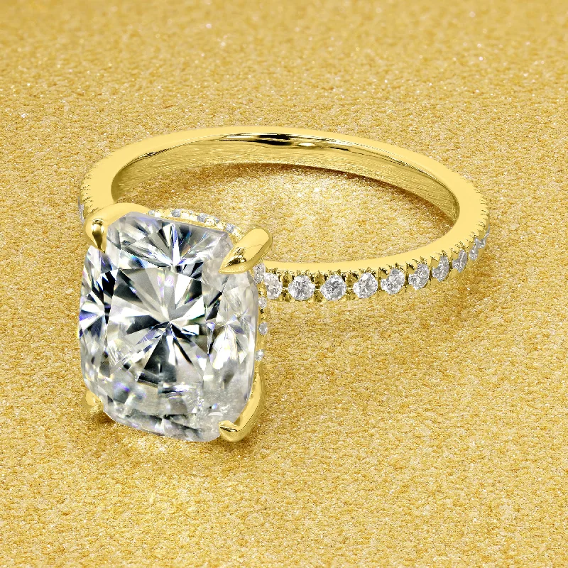 The Stella, 4ct Elongated Cushion-cut Hidden Halo Ring