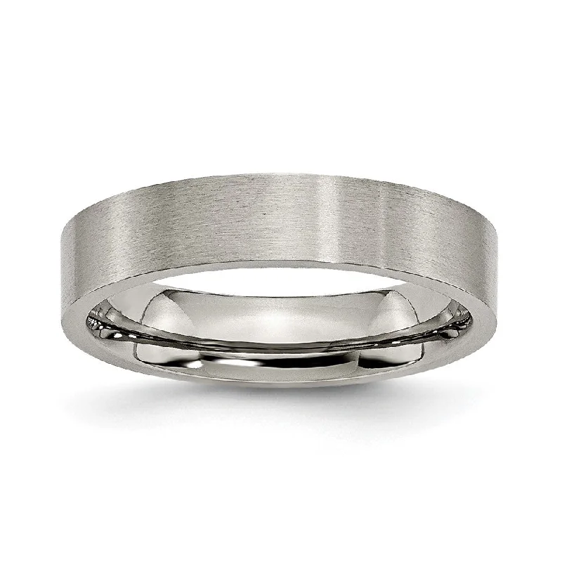 Personalized Jewelry At Special Discount Rates Titanium 5mm Brushed Flat Comfort Fit Band Personalized Jewelry At Special Discount Rates Titanium 5mm Brushed Flat Comfort Fit Band