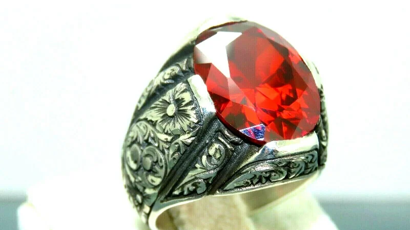 Chic And Stylish Jewelry At Discounted Prices Turkish Handmade Jewelry 925 Sterling Silver Garnet Stone Engraved Mens Rings Chic And Stylish Jewelry At Discounted Prices Turkish Handmade Jewelry 925 Sterling Silver Garnet Stone Engraved Mens Rings