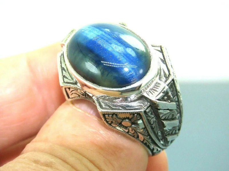 Turkish Handmade Jewelry 925 Sterling Silver Labradorite Stone Men's Rings