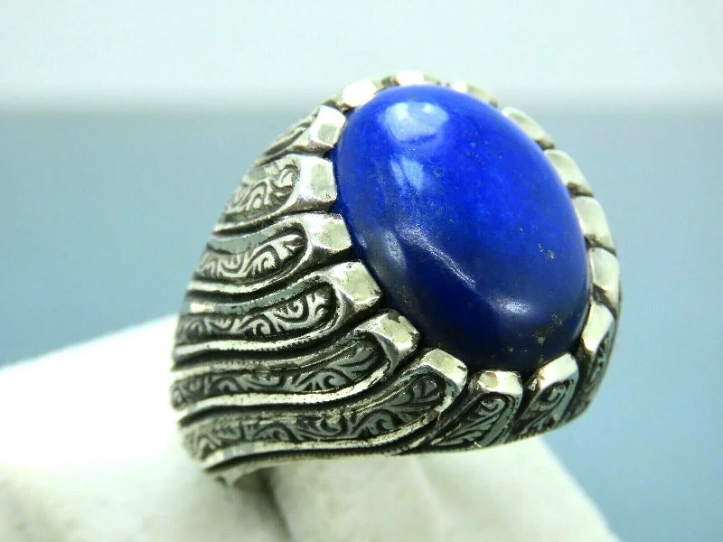 Turkish Handmade Jewelry 925 Sterling Silver Lapis Stone Men's Rings