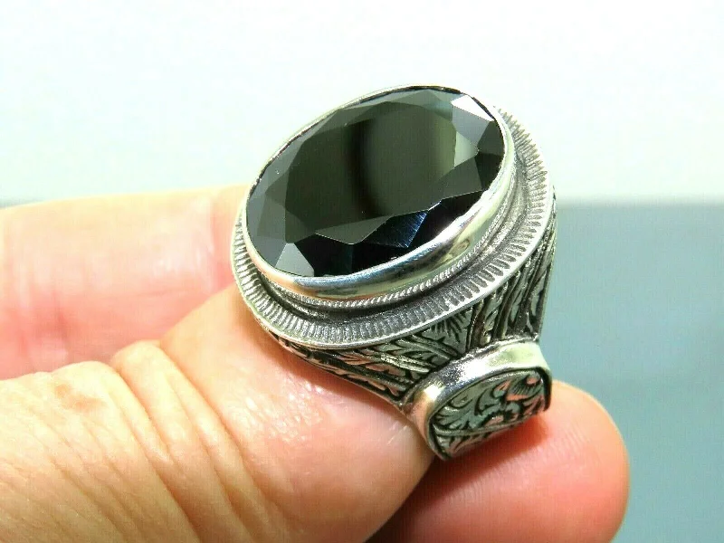 Turkish Handmade Jewelry 925 Sterling Silver Onyx Stone Mens Rings