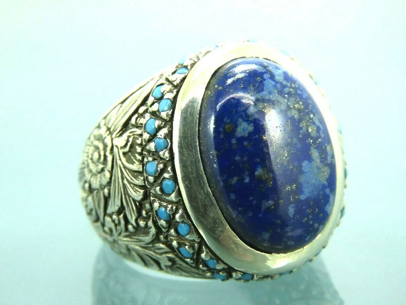 Turkish Handmade Jewelry 925 Sterling Silver Sodalite Stone Men's Rings