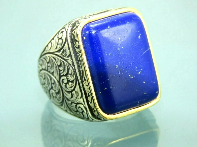 High-Quality Gemstone Jewelry For Special Occasions Turkish Handmade Jewelry 925 Sterling Silver Sodalite Stone Men's Rings High-Quality Gemstone Jewelry For Special Occasions Turkish Handmade Jewelry 925 Sterling Silver Sodalite Stone Men's Rings