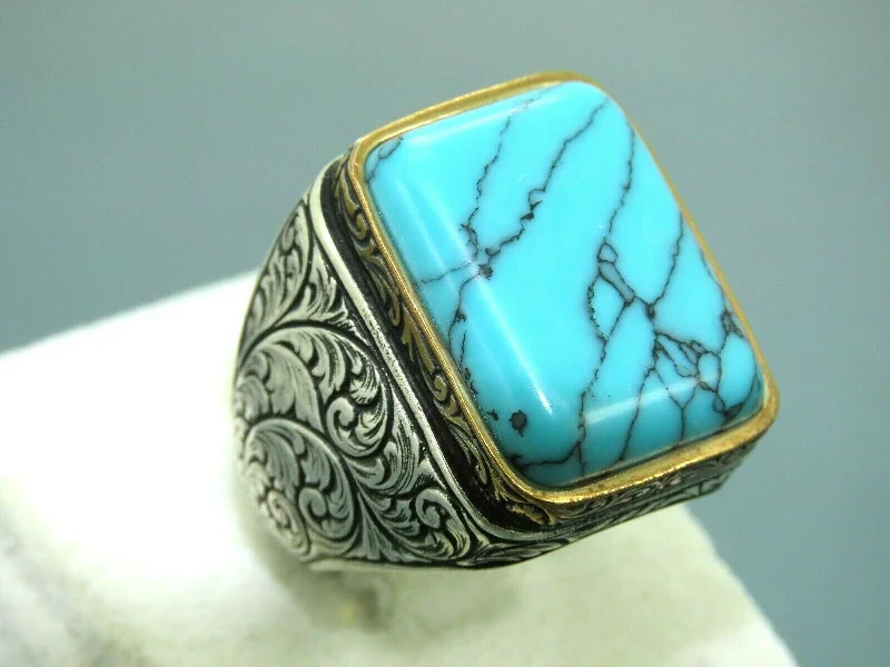 Your Perfect Accessory At The Perfect Price Turkish Handmade Jewelry 925 Sterling Silver Turquoise Stone Engraved Mens Rings Your Perfect Accessory At The Perfect Price Turkish Handmade Jewelry 925 Sterling Silver Turquoise Stone Engraved Mens Rings