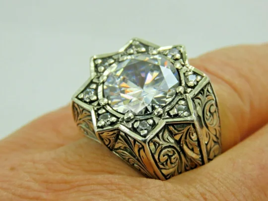 Affordable Elegance – Special Jewelry Sale Now Live Turkish Handmade Jewelry 925 Sterling Silver Zircon Stone Men's Rings