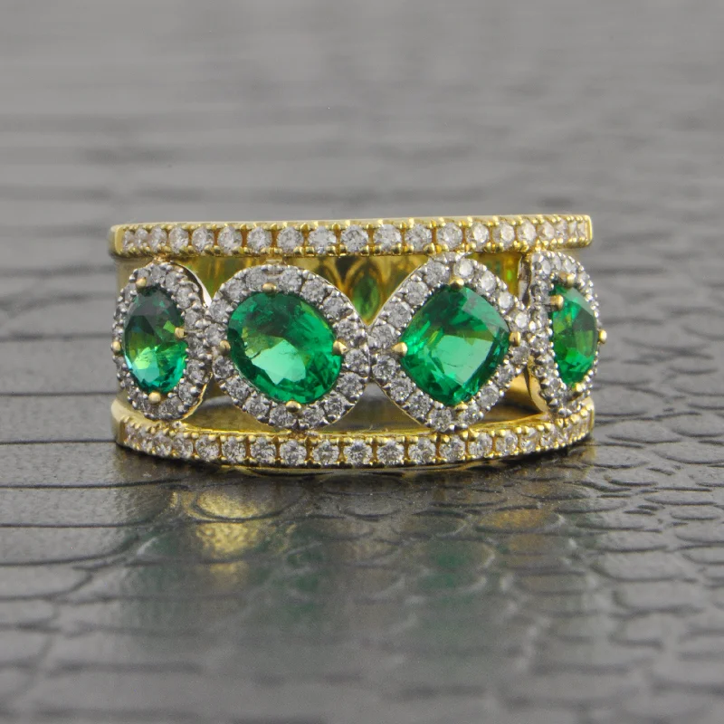Shine Without Limits – Jewelry Sale Happening Now Wide Emerald and Diamond Band in Yellow Gold Shine Without Limits – Jewelry Sale Happening Now Wide Emerald and Diamond Band in Yellow Gold