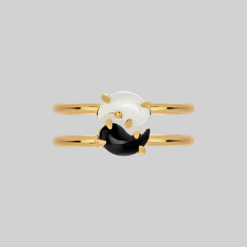 Special Sale On Handcrafted Jewelry – Shop Today Yin & Yang Gemstone Rings - Gold