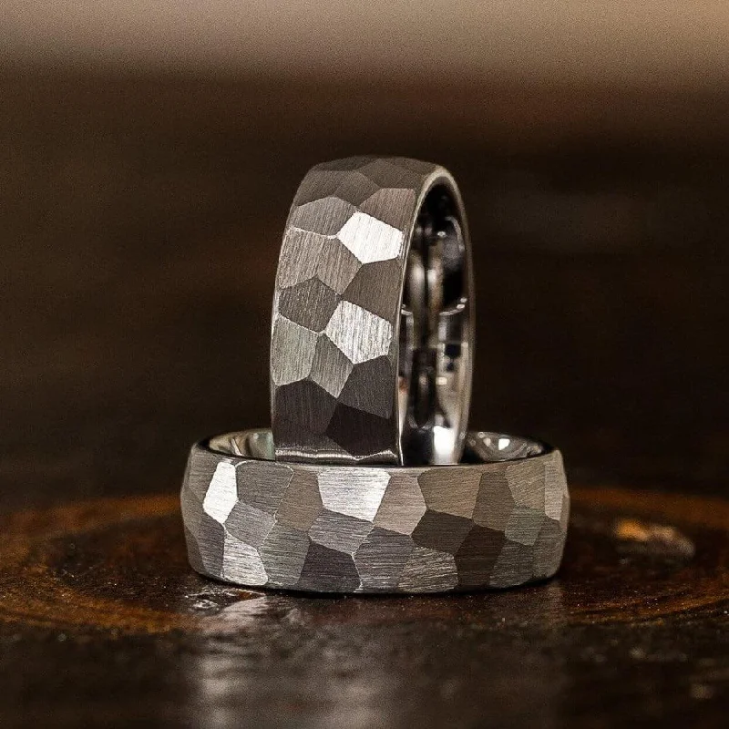 Limited-Time Offer On Elegant Jewelry Pieces "Zeus" Hammered Tungsten Carbide Ring- White Gold Plate- 8mm Limited-Time Offer On Elegant Jewelry Pieces "Zeus" Hammered Tungsten Carbide Ring- White Gold Plate- 8mm