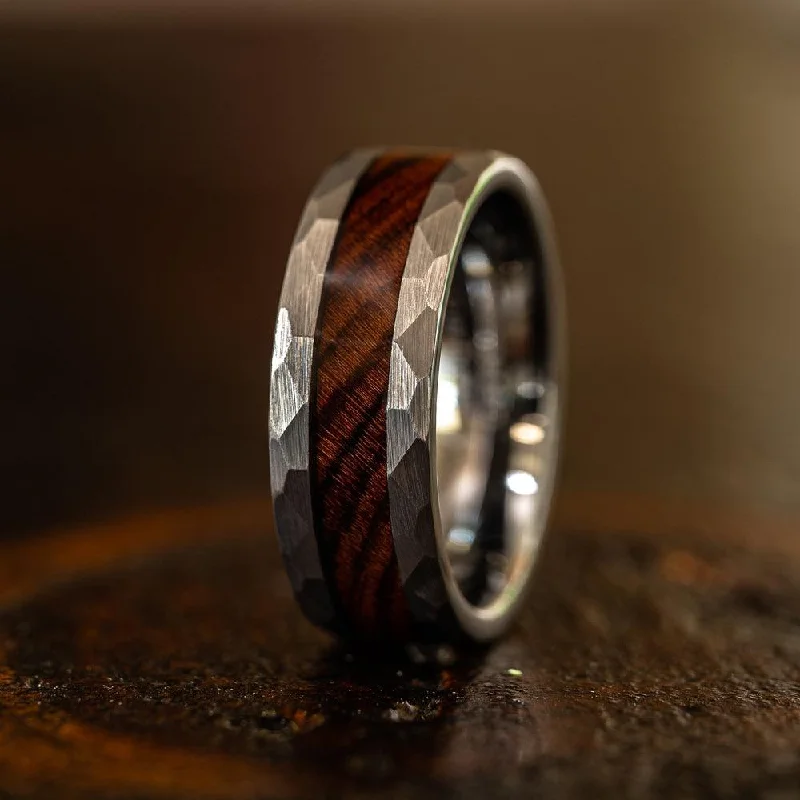 Premium Diamond Jewelry For Unforgettable Moments "Zeus" Hammered Tungsten Carbide Ring- Silver with Desert Ironwood Premium Diamond Jewelry For Unforgettable Moments "Zeus" Hammered Tungsten Carbide Ring- Silver with Desert Ironwood