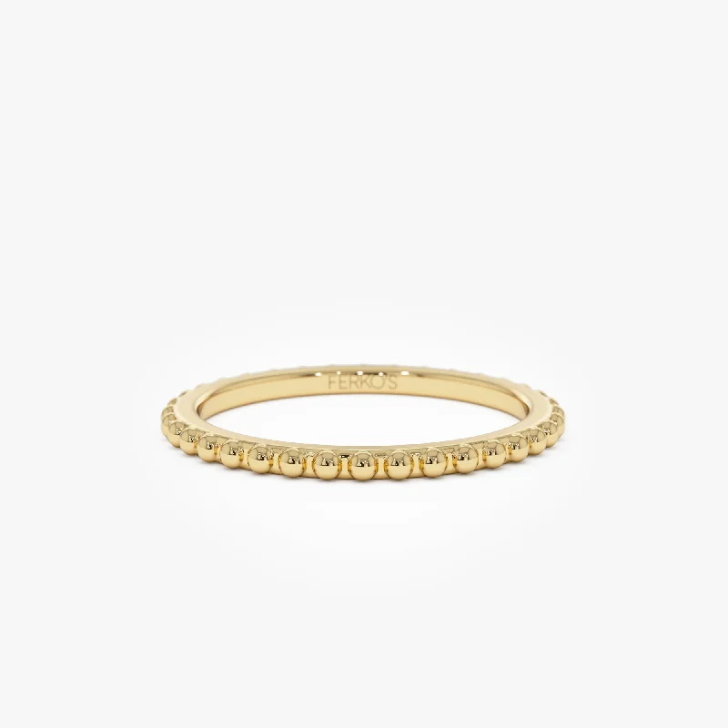 14k Beaded Wedding Band