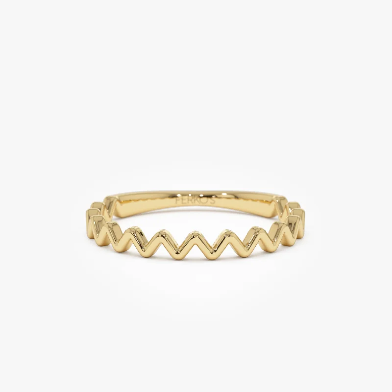 14K High and Low Zig Zag Ring