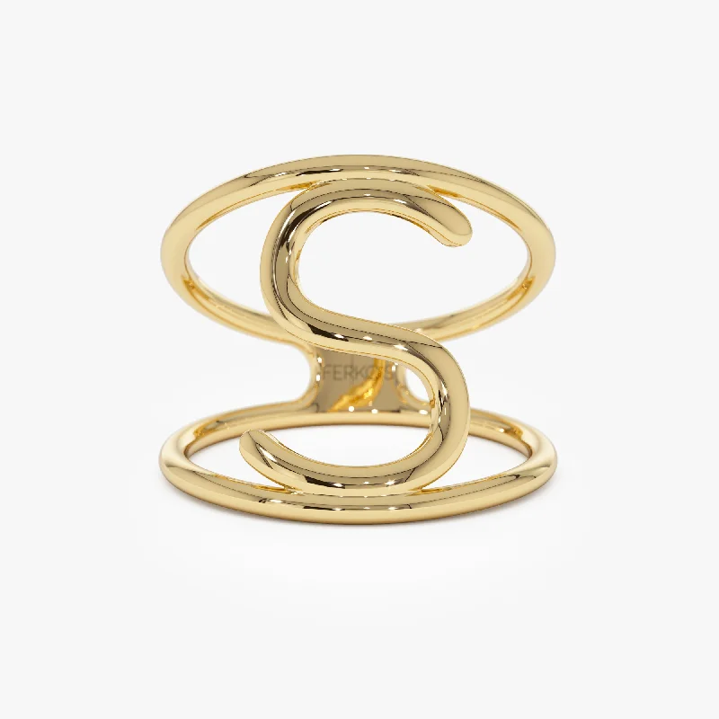 Grab Exquisite Jewelry At The Lowest Prices 14K Solid Gold Personalized Initial Ring