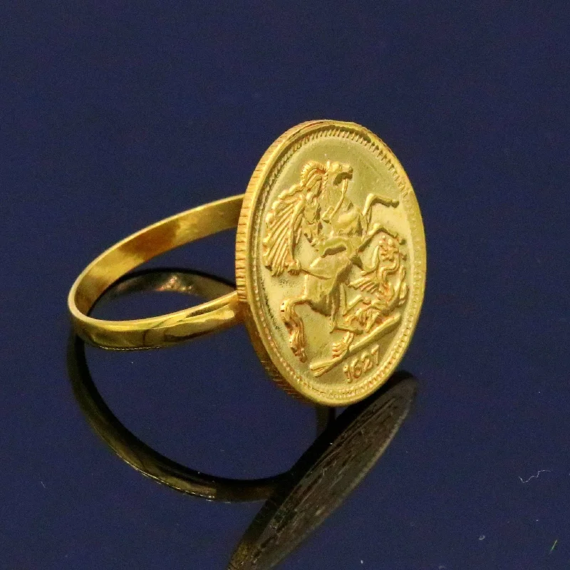 Premium Diamond Jewelry At Once-In-A-Lifetime Discounts 22kt yellow gold handmade ring coin ring with fabulous horse design victorian ring band unisex jewelry from rajasthan india GR004
