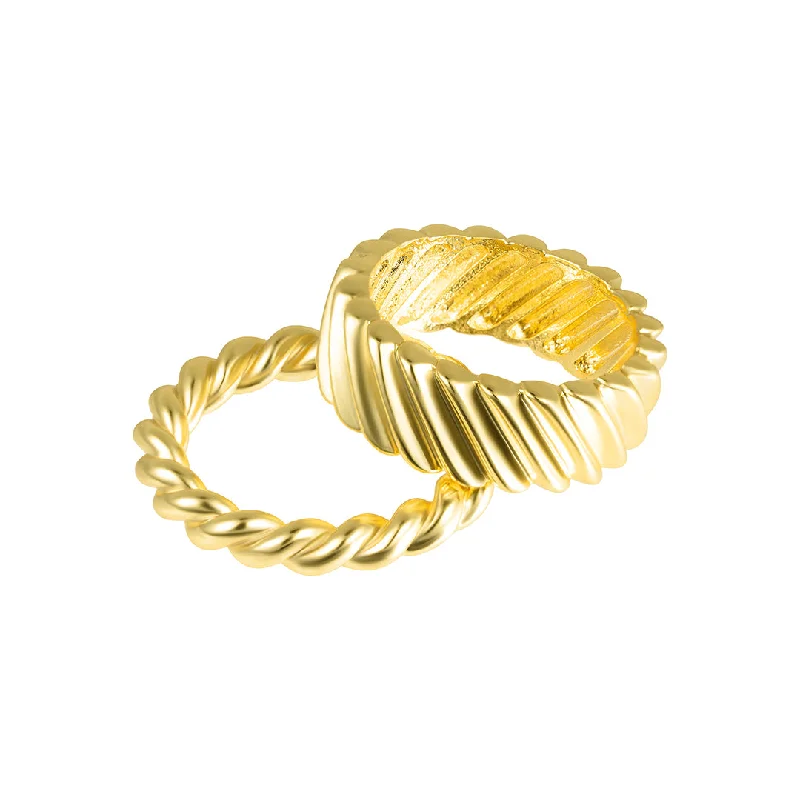 High-End Sparkle, Low-End Prices – Jewelry Sale Live 14k Gold Plated Cable and Twist Ring Set