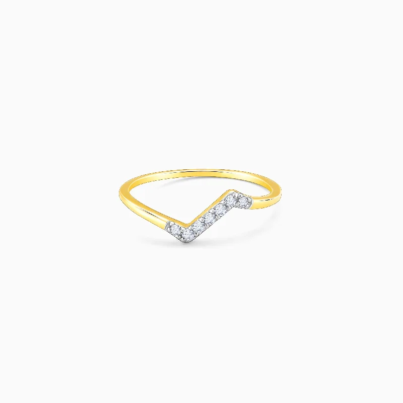 Exclusive Online Jewelry Sale – Don't Wait Gold Angled Waves Diamond Ring