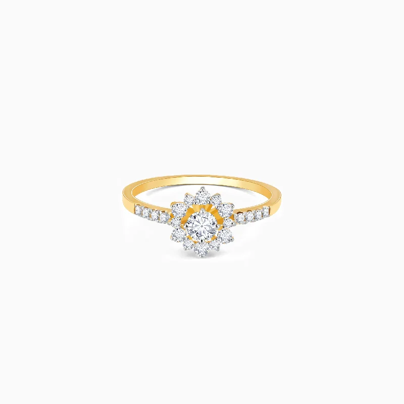 Gold Floral Statement Diamond Ring