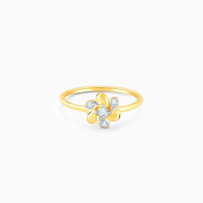 Gold Floral Swirl Diamond Ring