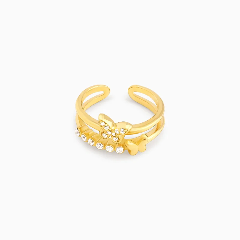 Elegant Jewelry Styles At Budget-Friendly Prices Golden Butterfly In Love Ring
