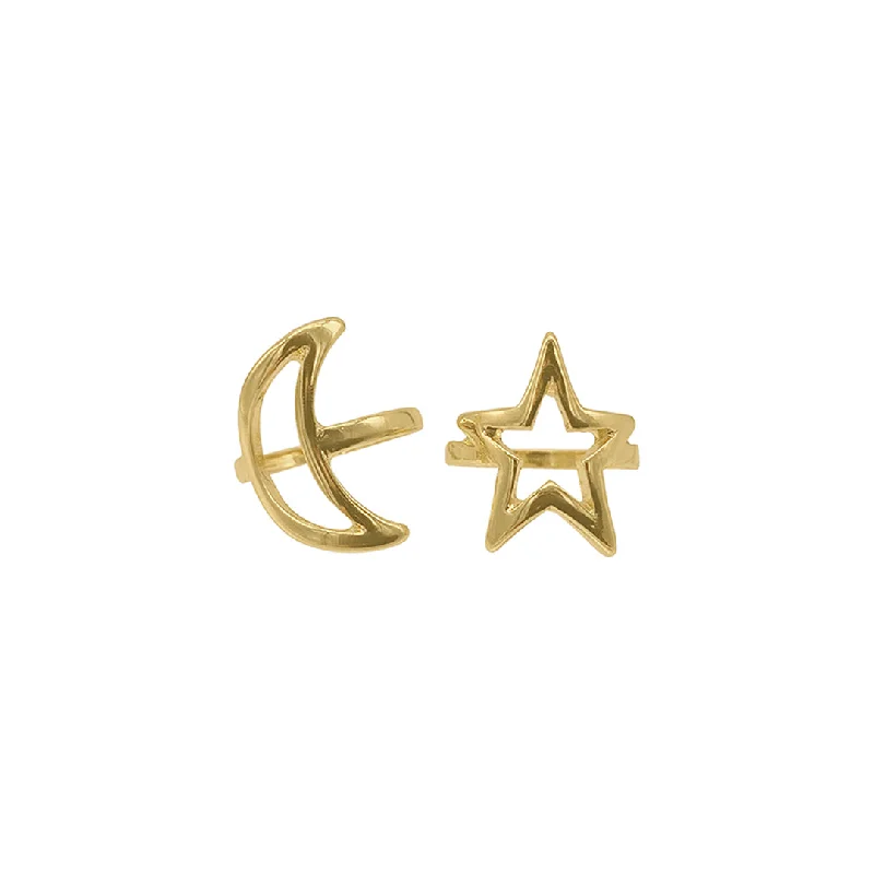 Jewelry Deals That Sparkle – Shop Today 14k Gold Plated Moon and Star Ring Set