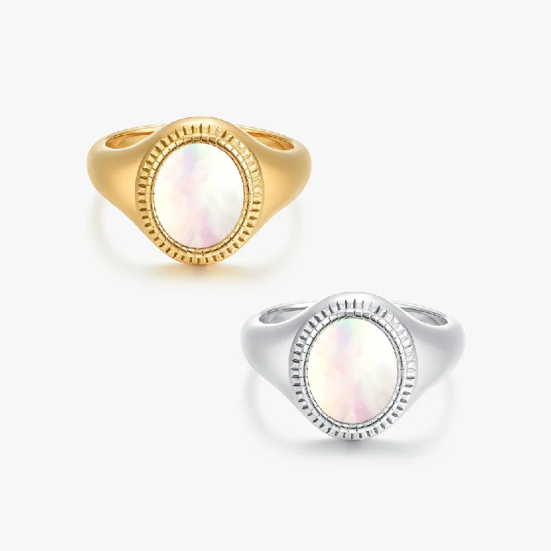 Get The Jewelry You Love At A Price You Love Mother of Pearl Signet Ring (Unisex)
