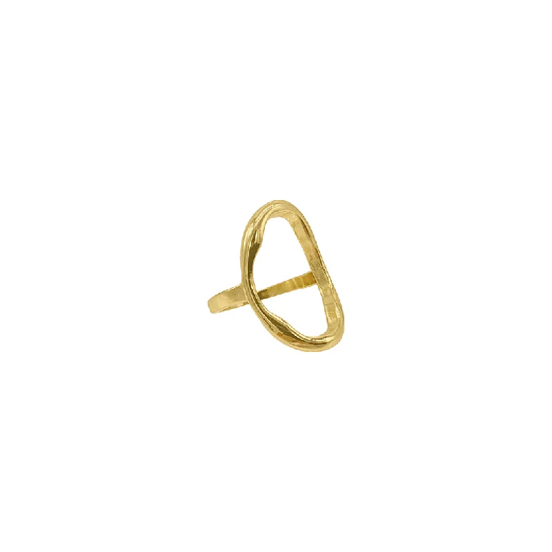 Handcrafted Beauty At Affordable Prices 14k Gold Plated Open Hammered Oval Ring