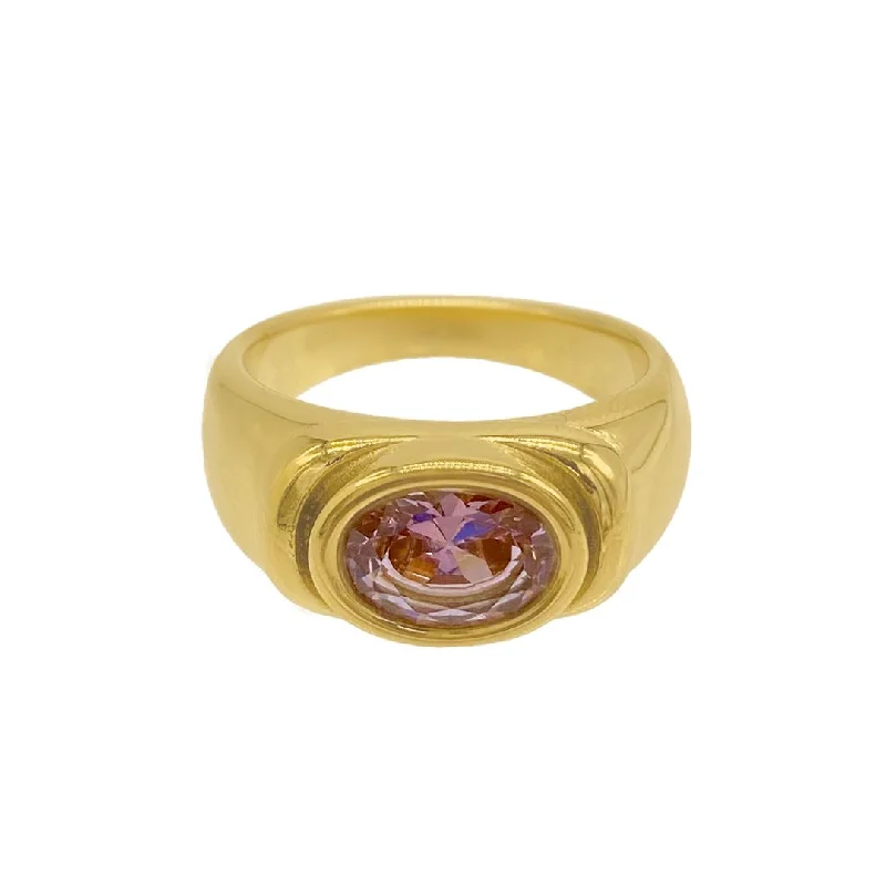 Timeless Elegance At Unbelievable Discounts 14k Gold Plated Pink Crystal Ring