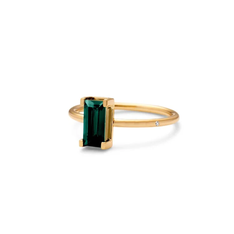 Shop Fine Jewelry With Amazing Deals Nord Green Turned 18K Gold Ring w. Tourmaline & Diamond