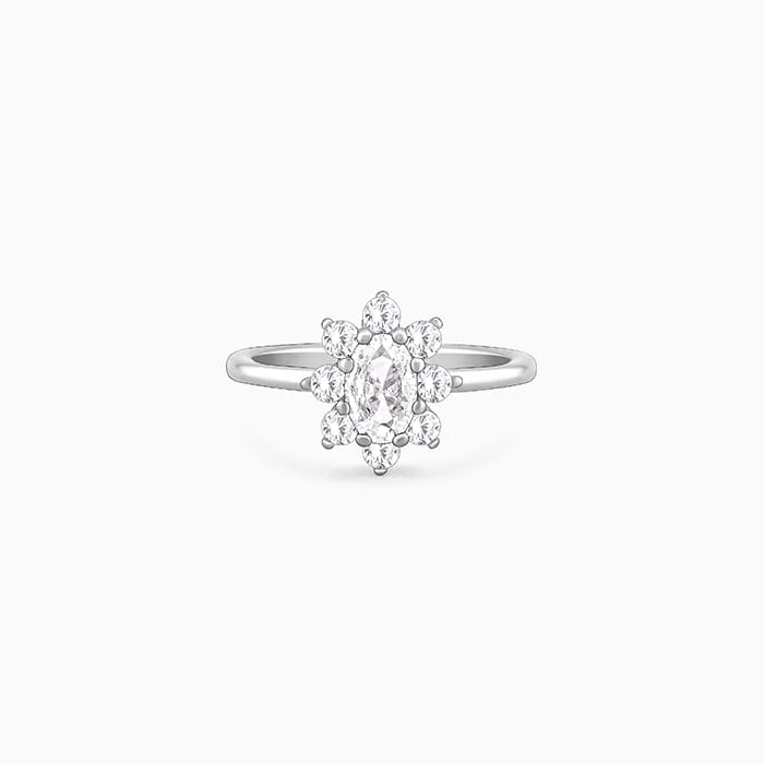 Affordable Luxury Jewelry For Every Occasion Silver Floral Ellipse Ring