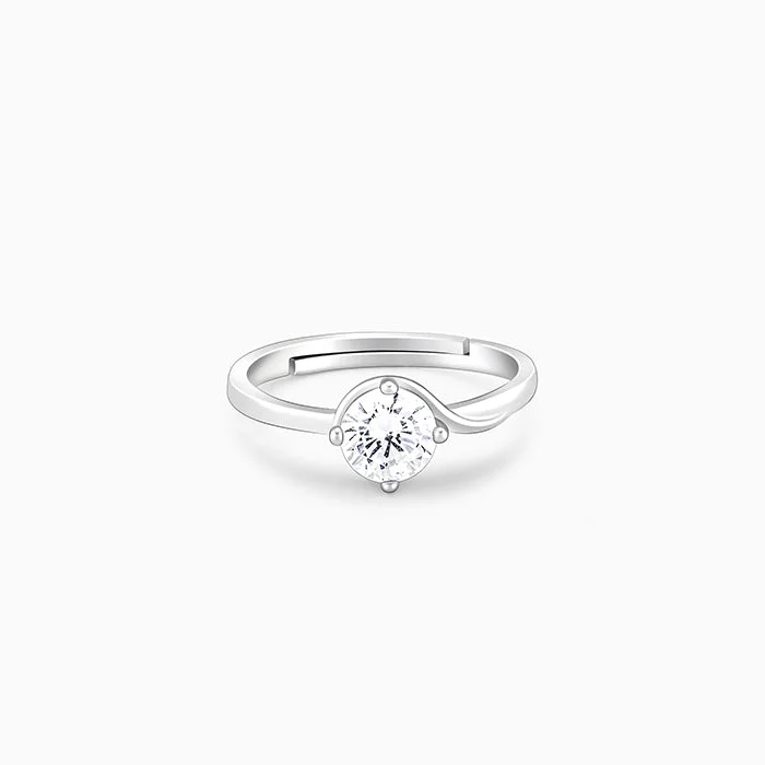 Silver Minimal Solitaire Ring